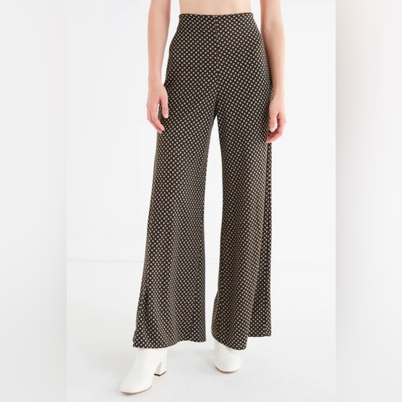 Chico's Brown Elastic Waist Wide Leg Pants pull over Geometric Print design 2Reg - Picture 3 of 13